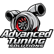 Advanced Tuning Solutions logo featuring a turbocharger graphic with red and gray accents above bold silver and white text.