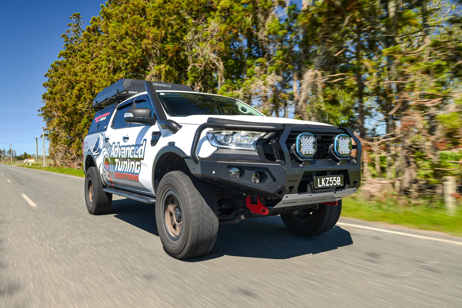 Diesel-tuned Ford Ranger driving through countryside