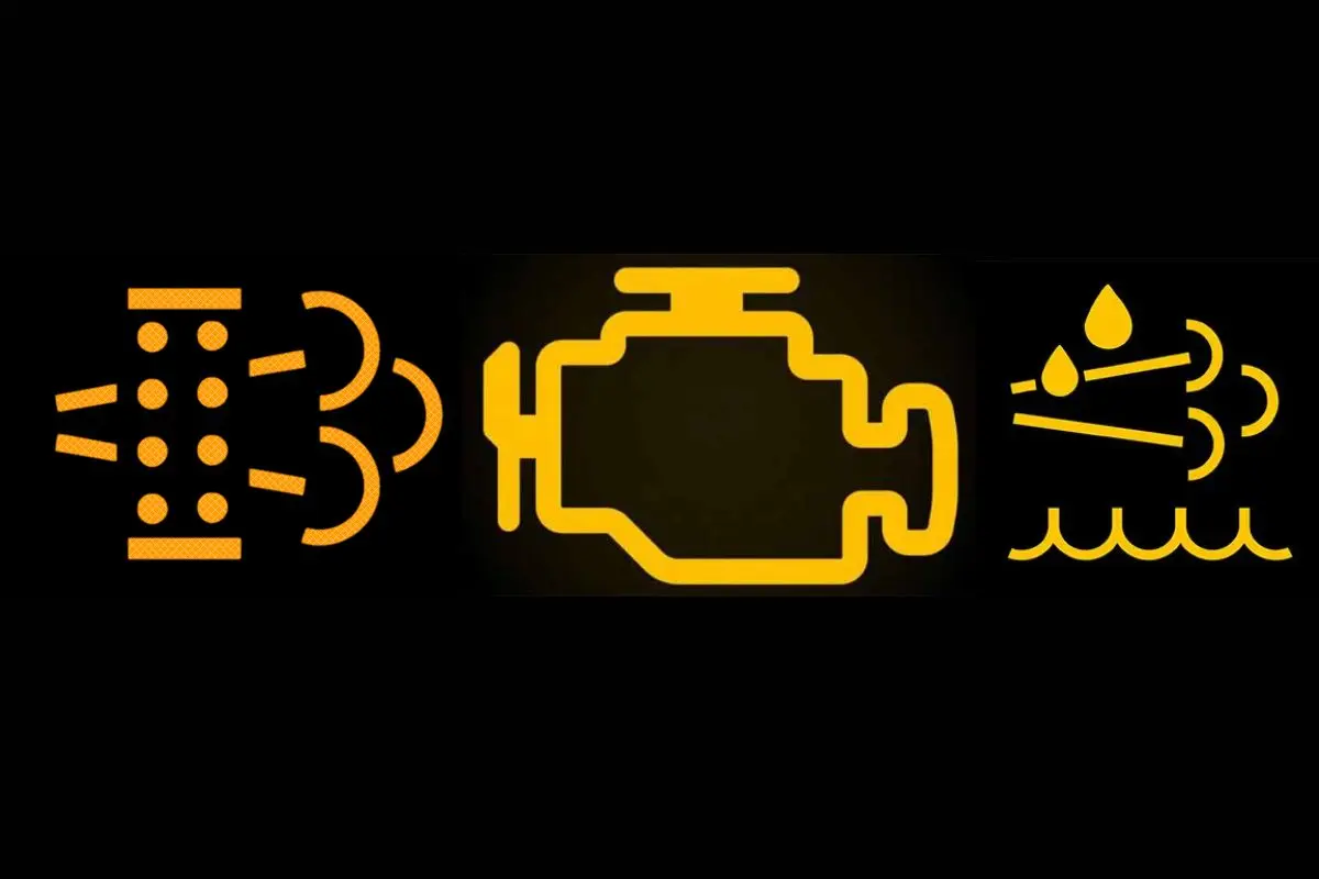 Dashboard warning lights for DPF filter, EGR valve, check engine, and AdBlue system illuminated in amber